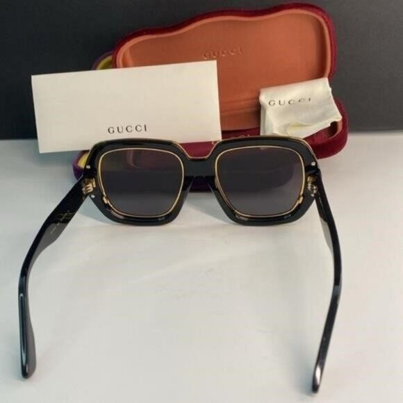 New Authentic GG1064s 002 GUCCI  Acetate Square Frame GG1064S Sunglasses Black - Picture 7 of 14
